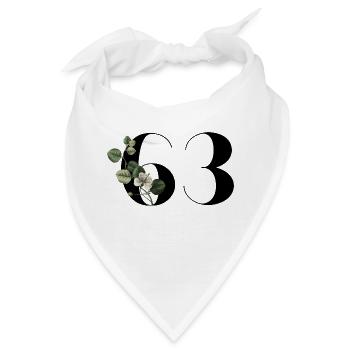 Nummer 63 Blumengrün - 63. Blumengeburtstag - Bandana - Weiß - Vorne