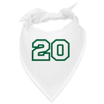 Nummer 20 grüner Sport - Bandana - Weiß - Vorne