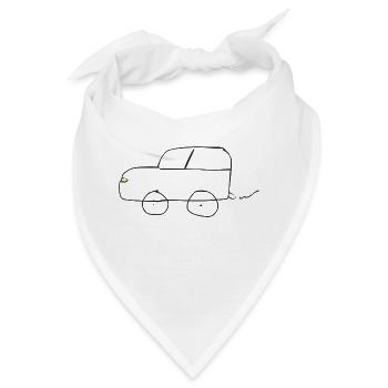 Gezeichnetes Auto - Bandana - Weiß - Vorne