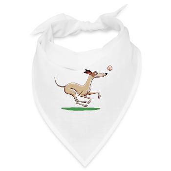 Cartoon Whippet spielt Apportieren - Bandana - Weiß - Vorne