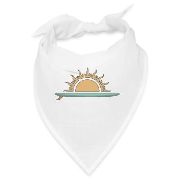 Surfboard mit Sonnenuntergang - Bandana - Weiß - Vorne