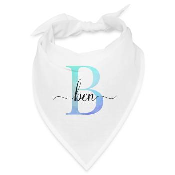 B| Monogramm | Name | Ben | Watercolor - Bandana - Weiß - Vorne