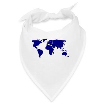 Weltkarte Navy Blau - Bandana - Weiß - Vorne