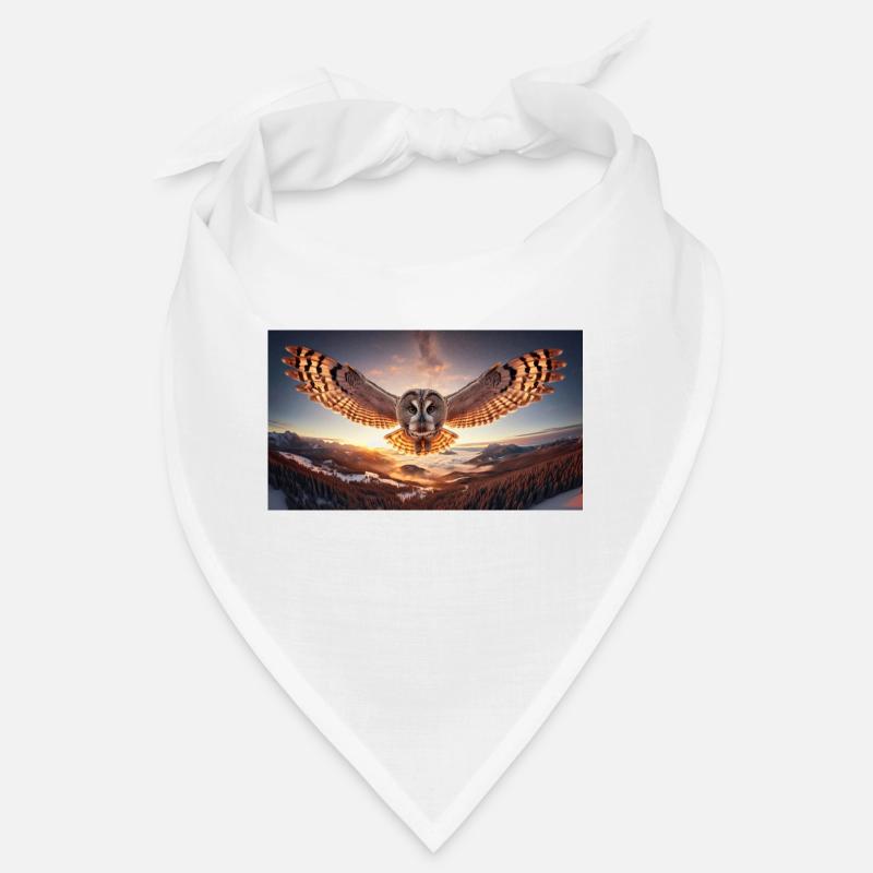 Fliegende Eule - Bandana - Weiß