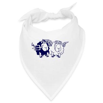 2 Schafe Engel Teufel Satan Hölle Böse Himmel Gut - Bandana - Weiß - Vorne