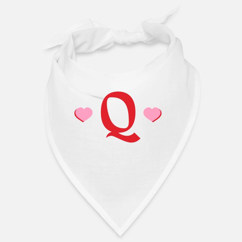 Buchstabe q rote Herzen Bandana