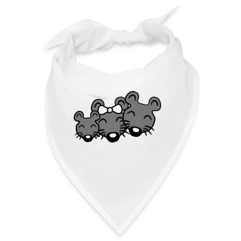 3 Mäuse Familie Kind Mama Papa Eltern Reihe Süß - Bandana - Weiß - Vorne
