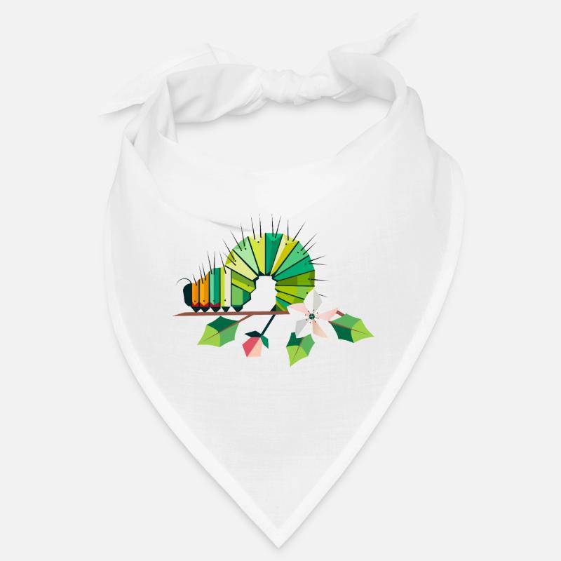 Chenille dans des tons verts vifs sur une branche de fleur Bandana