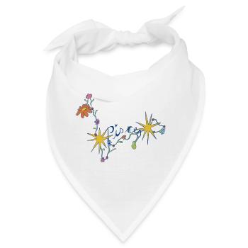 Pisces – Magische Sternzeichen-Blumenillustration - Bandana - Weiß - Vorne