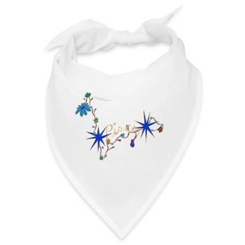 Pisces – Mystische Sternzeichen und Blumen - Bandana - Weiß - Vorne