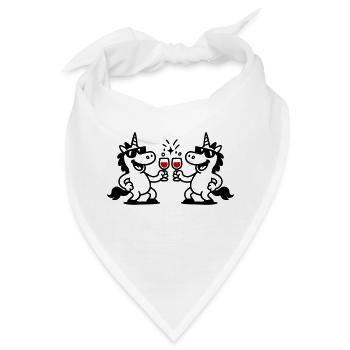 Einhorn Weinglas Party - Bandana - Weiß - Vorne