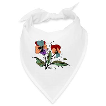Bienenblumen auf schwarzem Hintergrund - Bandana - Weiß - Vorne