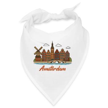 Charmantes Amsterdamer Stadtbild - Bandana - Weiß - Vorne