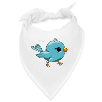 Niedliches glückliches blaues Vögelchen - Bandana - Weiß - Vorne