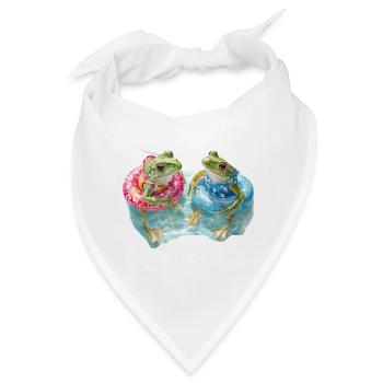 Zwei Frösche im Schwimmring - Bandana - Weiß - Vorne