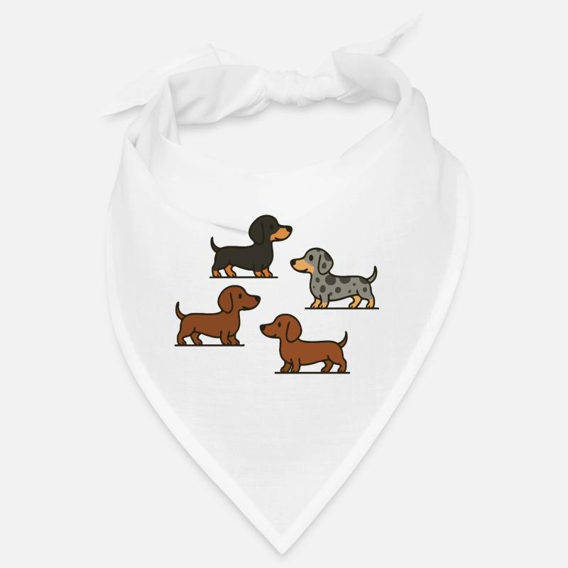 Dachshund Quartett: Spotted & Solid Bandana