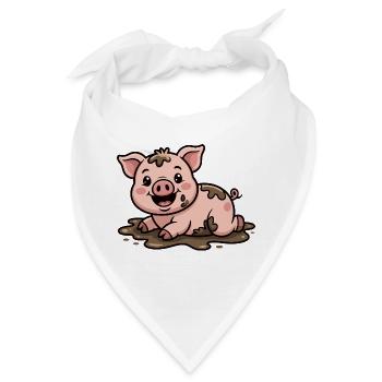 Schweinchen im Schlamm Niedlich - Bandana - Weiß - Vorne