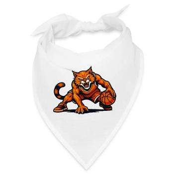 Orangefarbenes Katzen-Dribbling-Maskottchen - Bandana - Weiß - Vorne