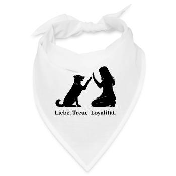 Herzlicher High-Five: Hund und Mensch - Bandana - Weiß - Vorne