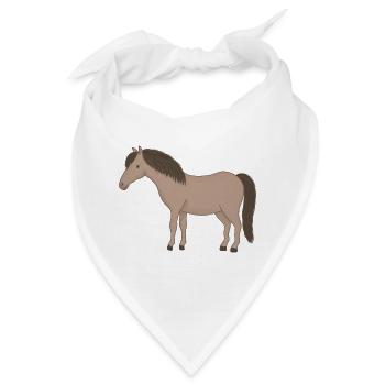 Beiges Pferd mit dunkler Mähne - Bandana - Weiß - Vorne