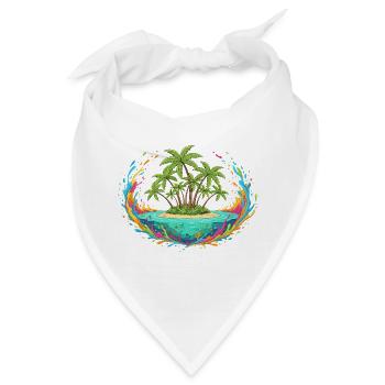 Tropische Palmeninsel Farbenspiel - Bandana - Weiß - Vorne