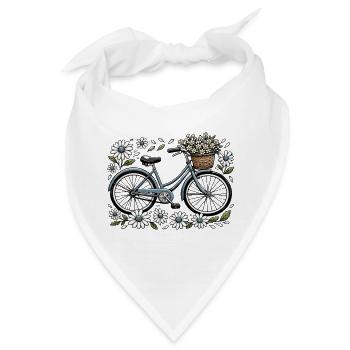 Vintage Fahrrad mit Blütenkorb - Bandana - Weiß - Vorne