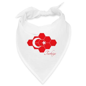 Türkische Flagge Hexagon-Pattern Türkei Turkey  - Bandana - Weiß - Vorne