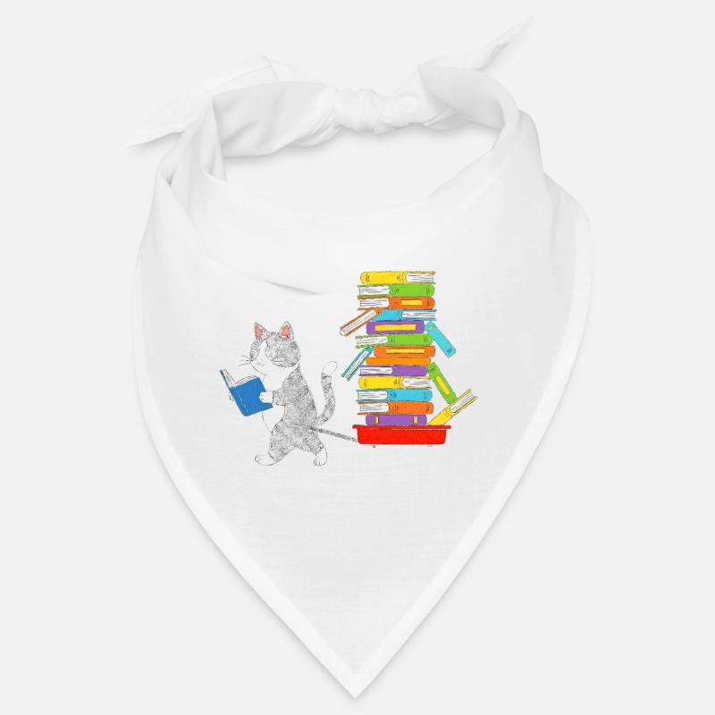 Reading kitten pulls book trolley Bandana
