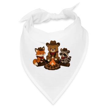 Camping Tiere am Lagerfeuer mit Marshmallows  - Bandana - Weiß - Vorne
