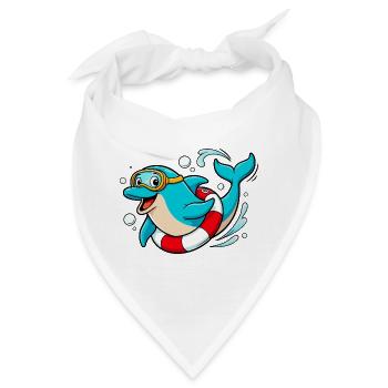 Lustiger Delfin mit Taucherbrille - Bandana - Weiß - Vorne
