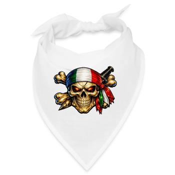 ITALIEN PIRATENKOPF-AUFKLEBER - Bandana - Weiß - Vorne