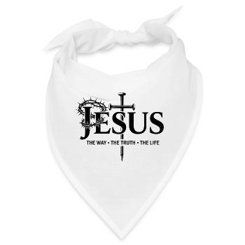 Jesus Kreuz Typografie Glaube Gott Kirche Bibel - Bandana - Weiß - Vorne
