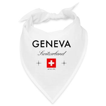 Genf Schweiz Koordinaten Reise Souvenir - Bandana - Weiß - Vorne