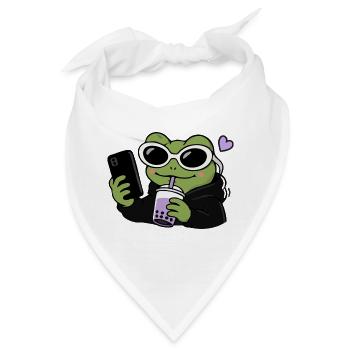 Gen Z Frosch Boba Selfie Kawaii Ästhetik Lustiger Frosch - Bandana - Weiß - Vorne