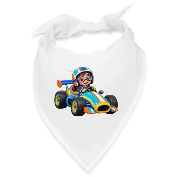 Kleiner Rennfahrer im Go-Kart - Bandana - Weiß - Vorne