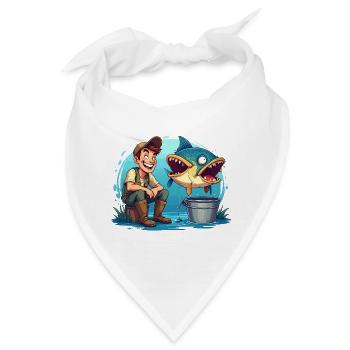Angler und Riesen Fisch Cartoon - für Angler - Bandana - Weiß - Vorne