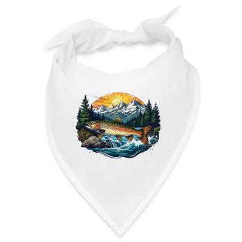 Fisch im Fluss - Wald - Bandana - Weiß - Vorne