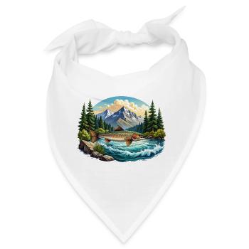 Fisch im Fluss - im Wald - Bandana - Weiß - Vorne