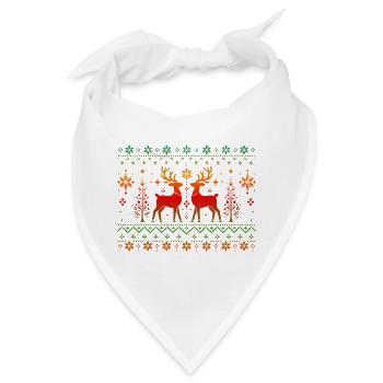 Hirsche im weihnachtlichen Muster - Bandana - Weiß - Vorne