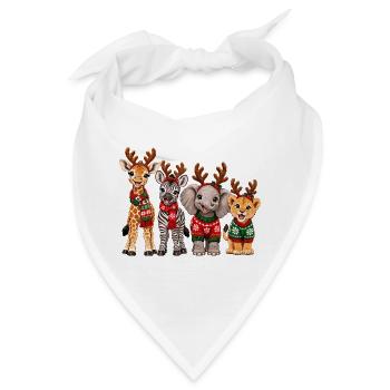 Safari Tiere mit Rentiergeweih zu Weihnachten - Bandana - Weiß - Vorne