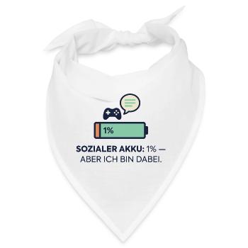 Sozialer Akku 1% – Dabei! - Bandana - Weiß - Vorne
