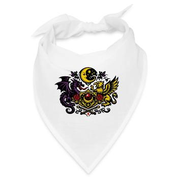 Drachen Phoenix Wappen in Lavendel Gold - Bandana - Weiß - Vorne