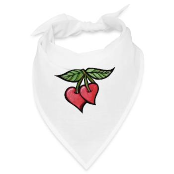 Cherries Aquarell Duo - Bandana - Weiß - Vorne