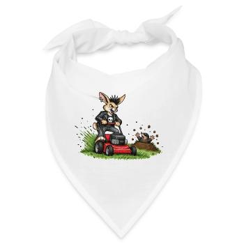 Hase auf Rasenmäher – witziges Waldduo - Bandana - Weiß - Vorne