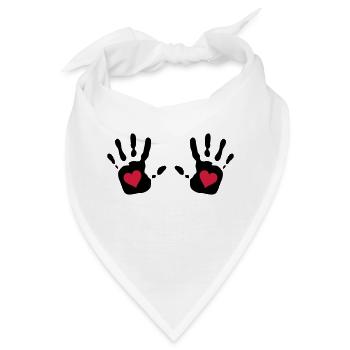 Hand Herz Ausschnitt 3 2c - Bandana - Weiß - Vorne