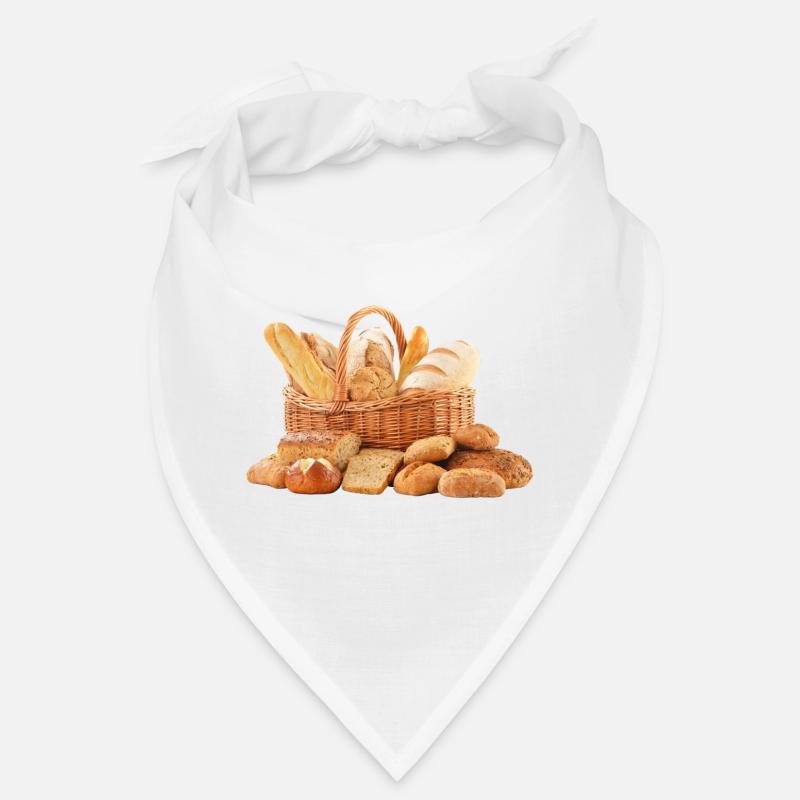 brot broetchen crossaint baecker baguette bread bu - Bandana - Weiß