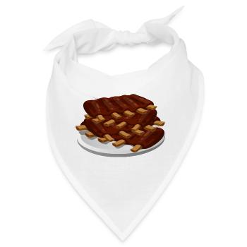 spare ribs fleisch schweinefleisch lebensmittel - Bandana - Weiß - Vorne