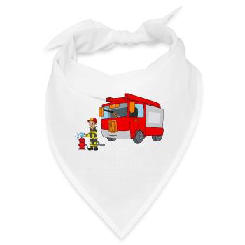 Feuerwehrmann Feuerwehrtruck Feuer Brand Löschen - Bandana - Weiß - Vorne