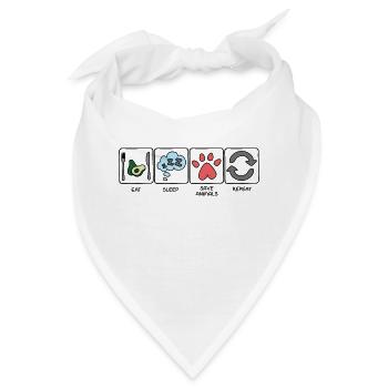 EAT, SLEEP, SAVE ANIMALS, REPEAT - Vegan VipeZ - Bandana - Weiß - Vorne