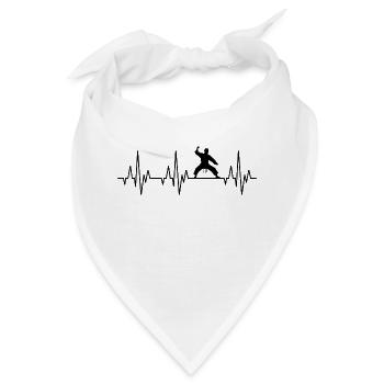 Herzschlag EKG Karate Kampfsport - Bandana - Weiß - Vorne